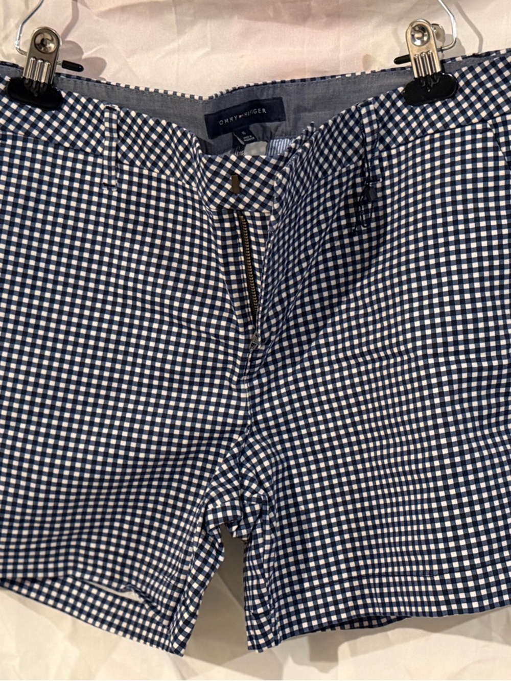 Tommy Hilfiger Blue & White Gingham Shorts with Brand Label